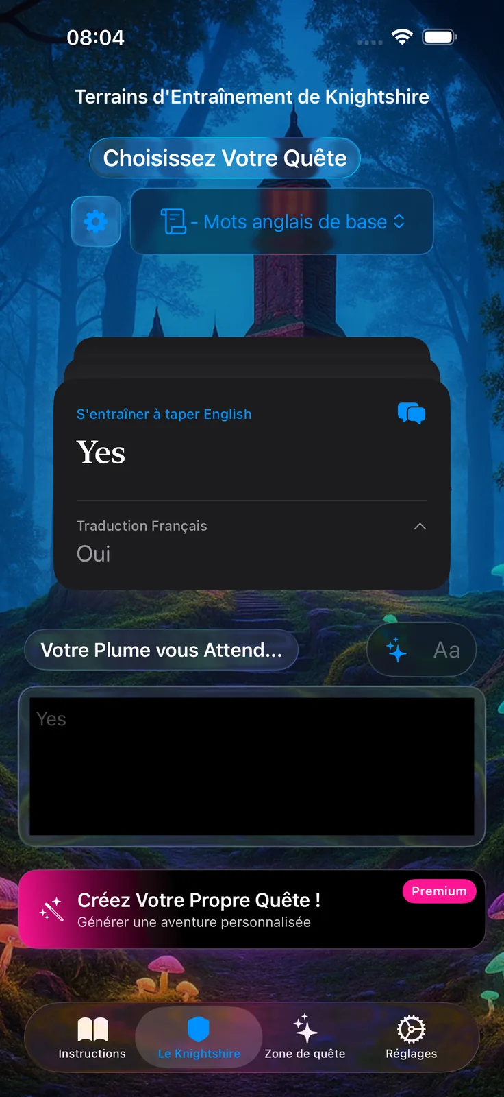 Entraînement de frappe (Mode sombre)